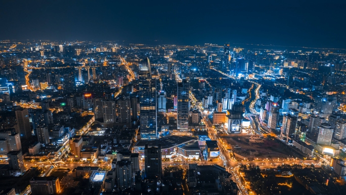 昆明夜景航拍延时