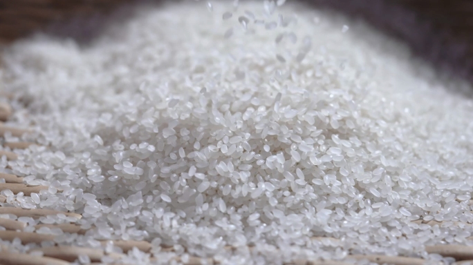 4K升格慢速大米水稻簸箕掉落撒大米