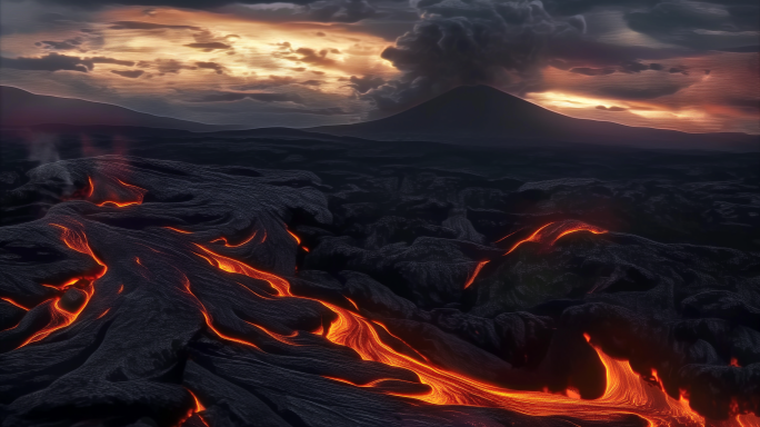岩浆涌动 火山爆发 火山岩浆流动