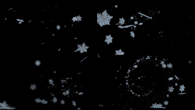 三维立体雪花粒子路径动画