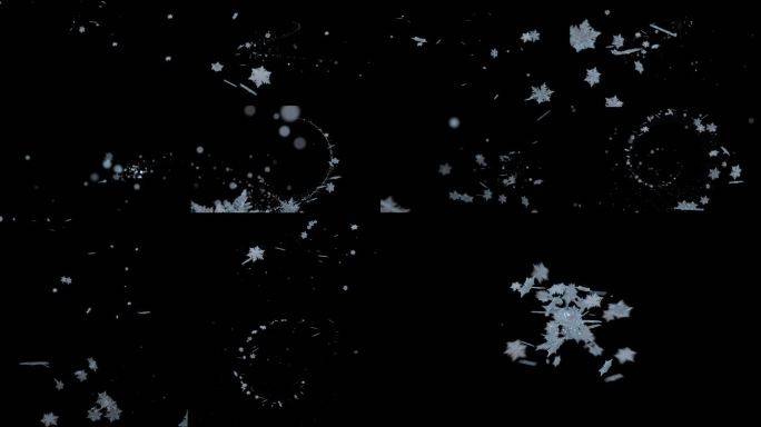 三维立体雪花粒子路径动画