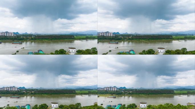 大雨滂沱场景航拍