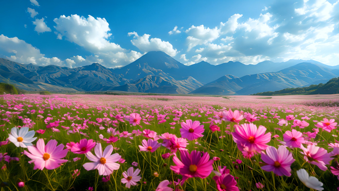 格桑花合集  风中摇曳的格桑花 花海