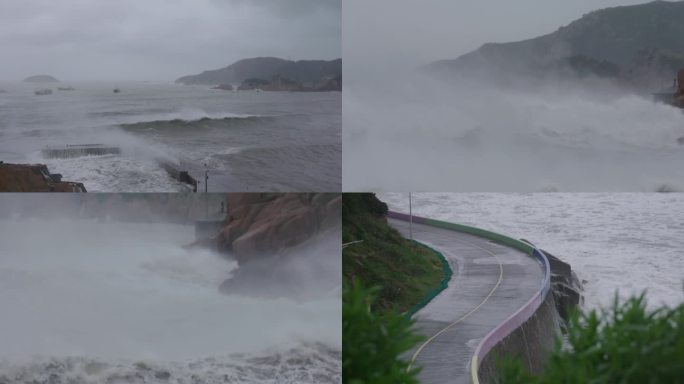 4K 海岛 台风 大风大浪 升格