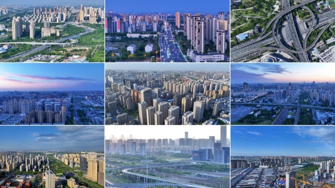 航拍合肥包河区城市风光建筑交通车流