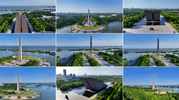 航拍合肥渡江战役馆纪念碑胜利塔