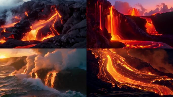岩浆 火山爆发 岩浆涌动