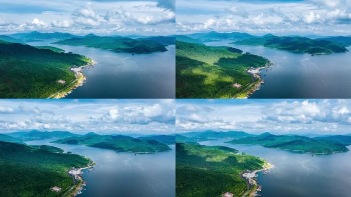 中国吉林省吉林市春夏季松花湖航拍延时