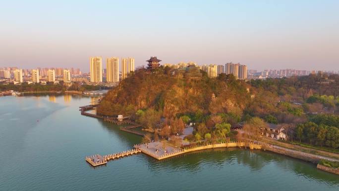 北固山公园镇江市京口区航拍甘露寺亭台楼阁