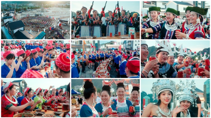 少数民族长桌宴载歌载舞