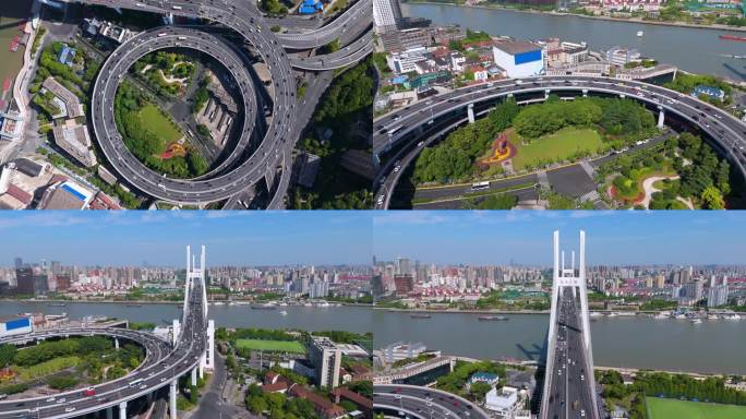 上海南浦大桥航拍
