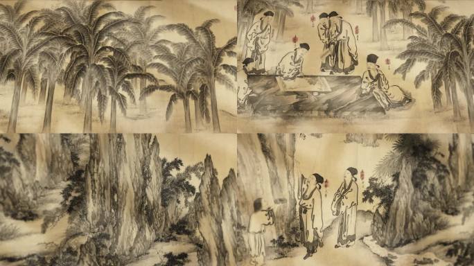4k李公麟《西园雅集图》高清实拍