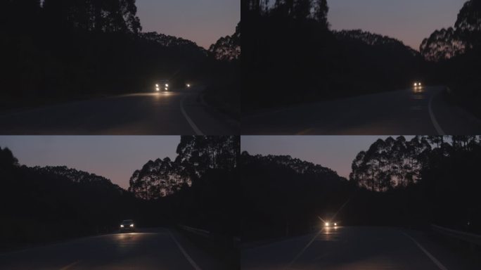夜晚开车行驶在颠簸的国道省道