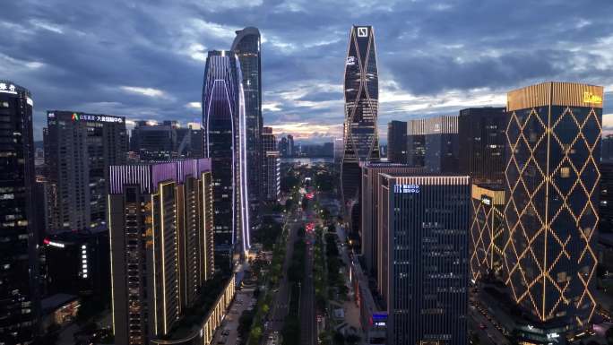 杭州钱江世纪城日落晚霞延时夜景