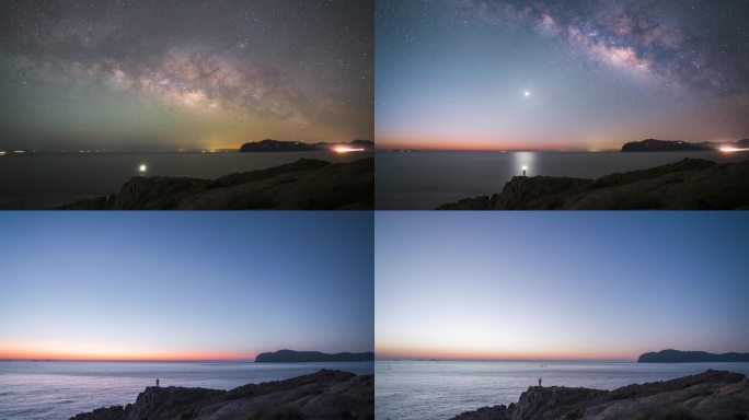 8K唯美星空银河延时霞浦海边夜转日出