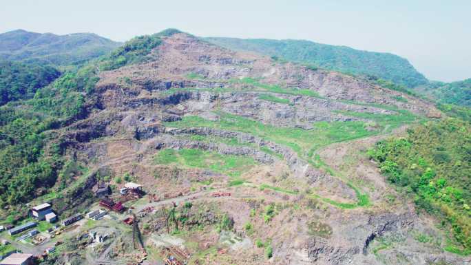 杭州萧山采石场石料场矿山矿坑风景航拍