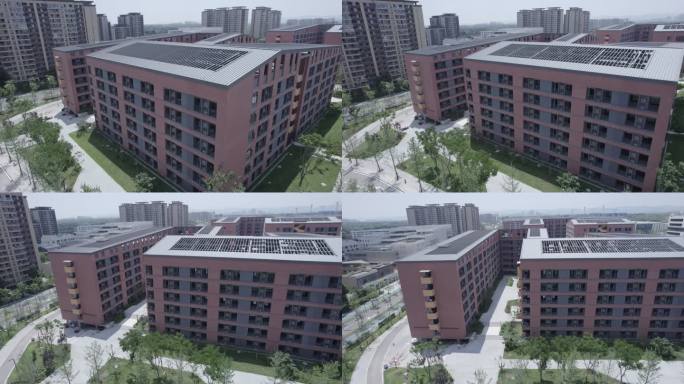 大学校园天晴航拍