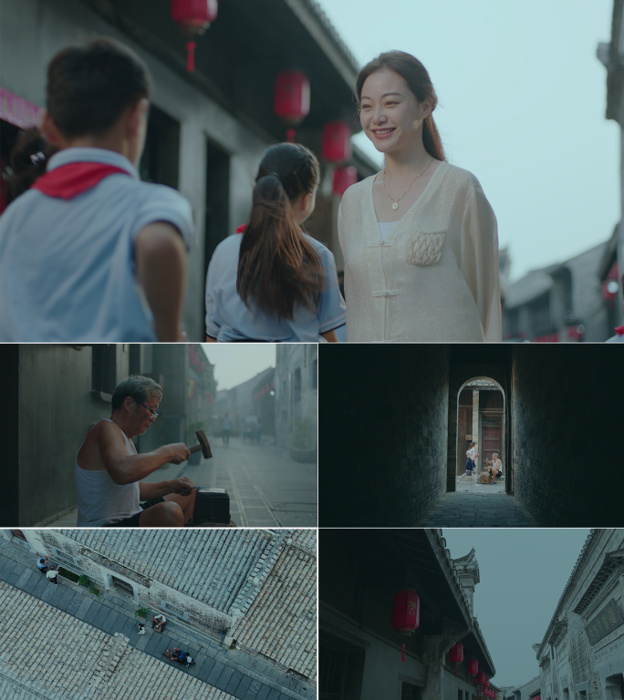 清晨老街 打铁器 孩子奔跑  烟火气