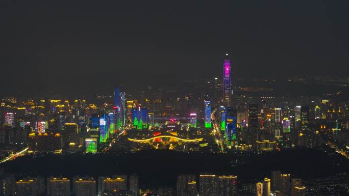 4K航拍深圳市民中心灯光秀1