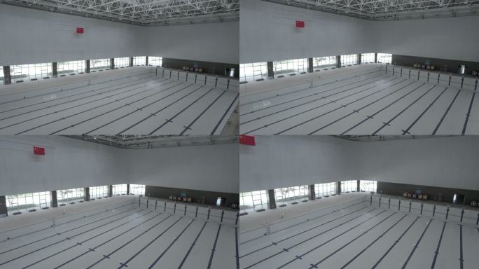 大学校园游泳馆航拍