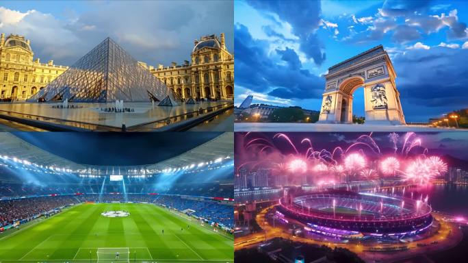 法国巴黎奥运会 埃菲尔铁塔凯旋门卢浮宫
