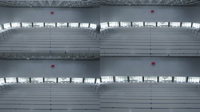 大学校园游泳馆航拍