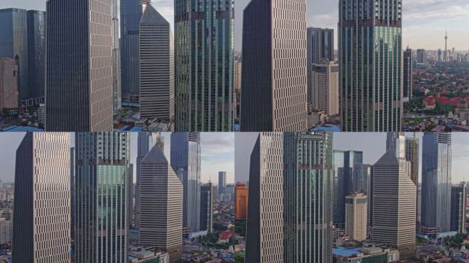 天津城市地标建筑航拍 摩天大楼