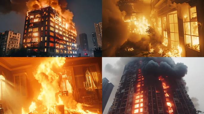 城市大楼失火居民房屋火灾整栋楼失火