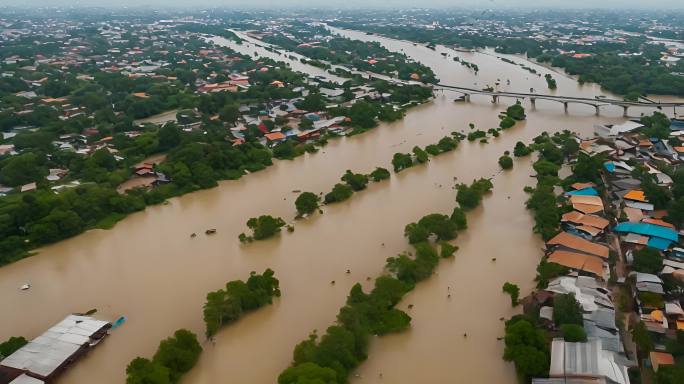泰国洪水航拍图