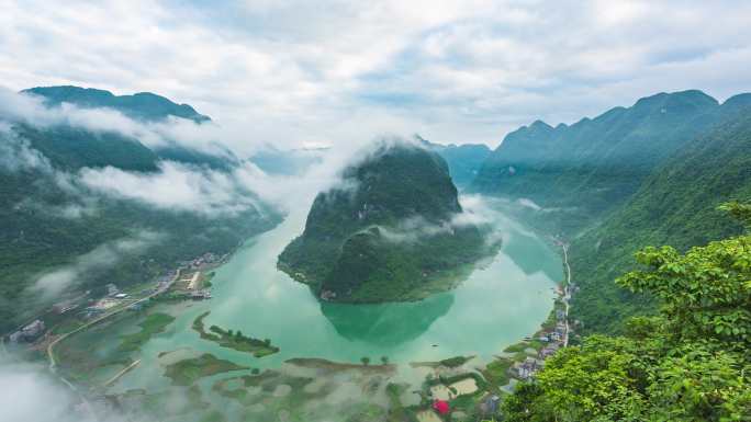 广西河池东兰红水河第一湾夏日美景