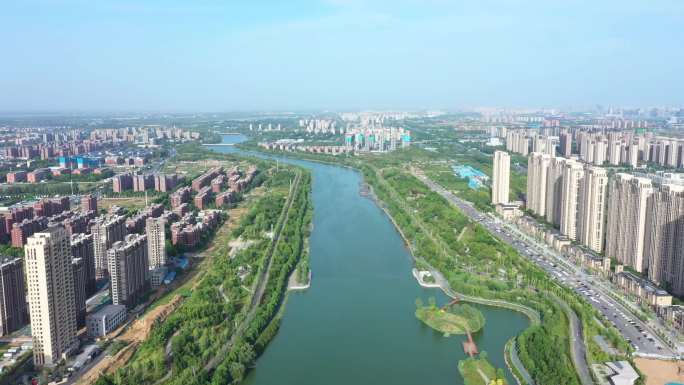 郑州贾鲁河河景4K航拍