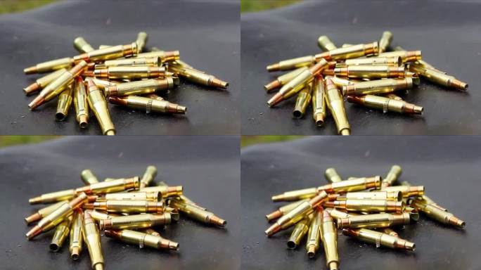 地面上一堆弹壳的特写 (4)