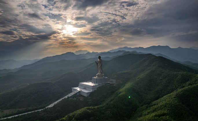 中原大佛文化圣地航拍与延时