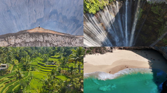 印尼航拍地标火山海岛瀑布丛林 合集