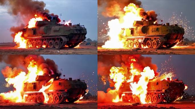 步战车起火爆炸