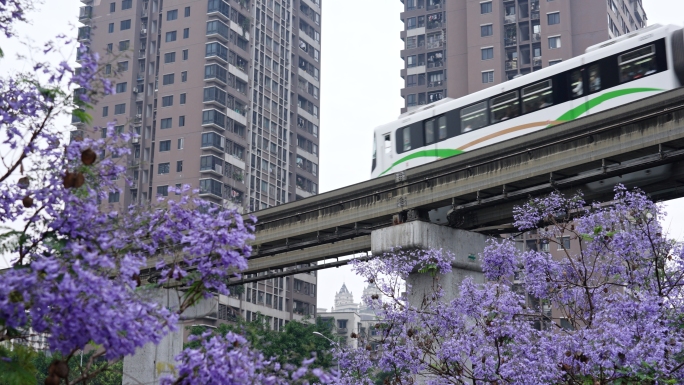 重庆轻轨列车 李子坝站