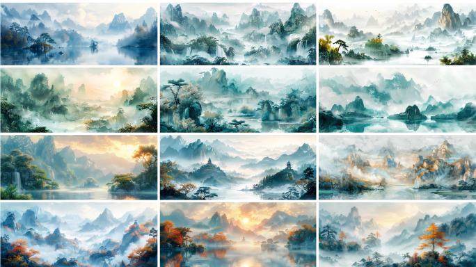 中国风山水古风水墨山水