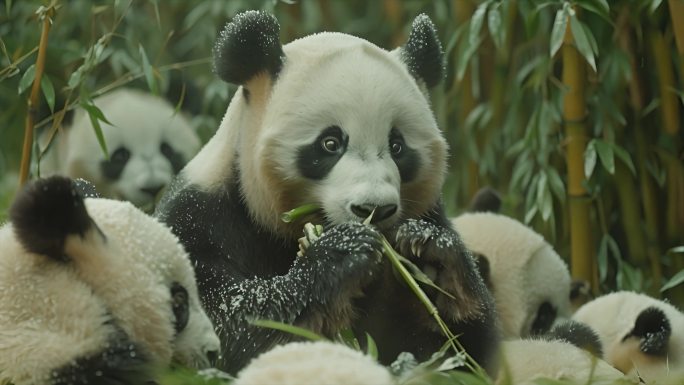 呆萌的大熊猫吃竹子国宝ai素材原创44_