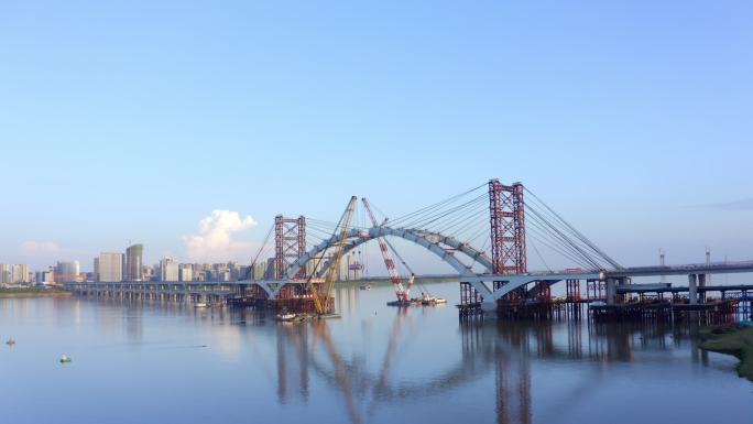 桥梁建筑新建桥梁过江大桥【组镜】