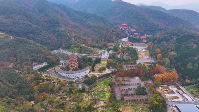 浙江绍兴会稽山大禹陵景区航拍越城区风景大