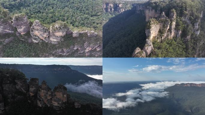 航拍悉尼蓝山三姐妹峰