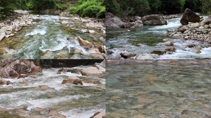 4k高清航拍山泉水溪水清澈溪流峡谷溪流