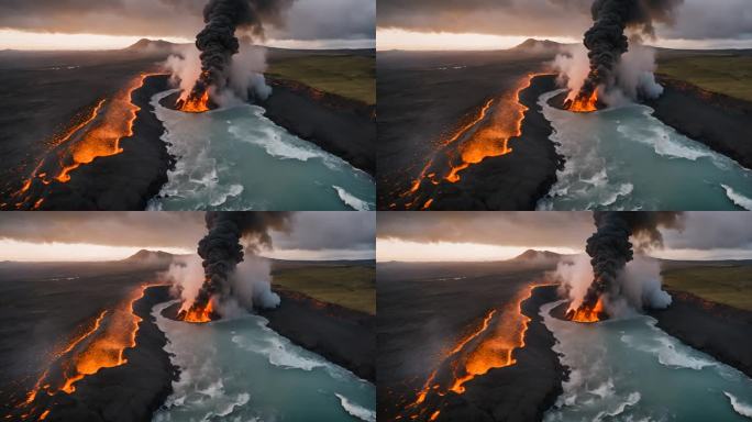 冰岛火山爆发喷发的火山