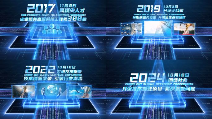 原创4K震撼科技企业历程时间线发展故事线