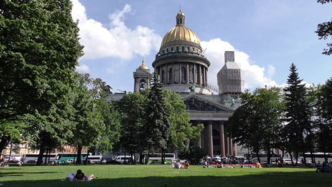俄罗斯圣彼得堡伊萨基辅大教堂4K视频素材