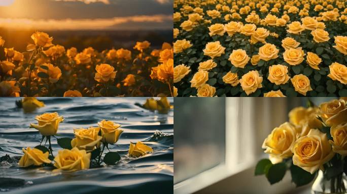 航拍黄玫瑰场景玫瑰的故事