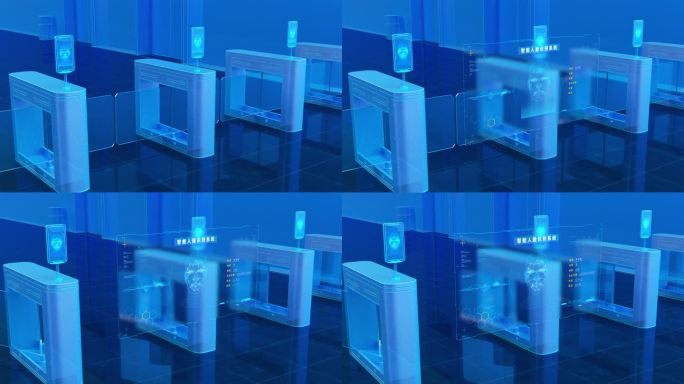 人脸识别智能门禁小区科技三维动画视频素材