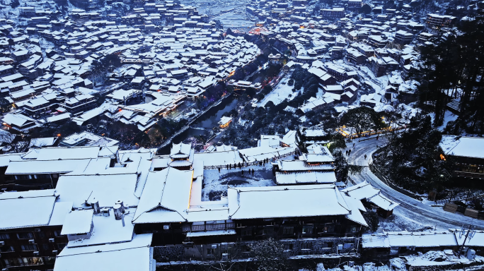 贵州西江千户苗寨冬天航拍合集