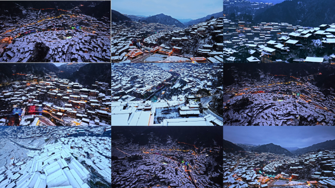 贵州西江千户苗寨冬天航拍合集