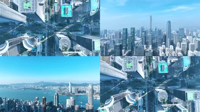 【合集】未来城市俯拍城市科技都市商业中心